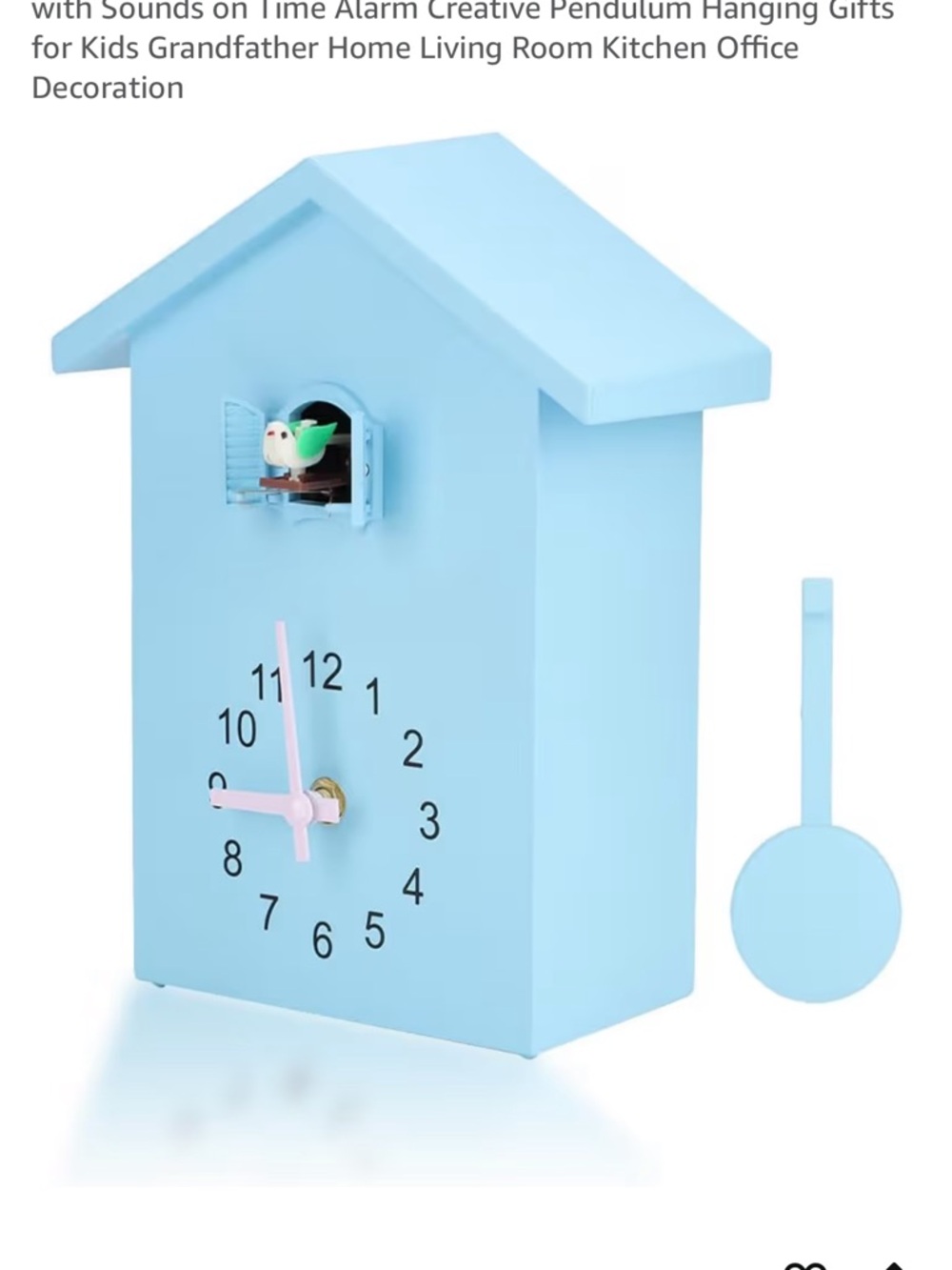 Blue Kids Cuckoo Clock Toy - Decorative Wall Clock